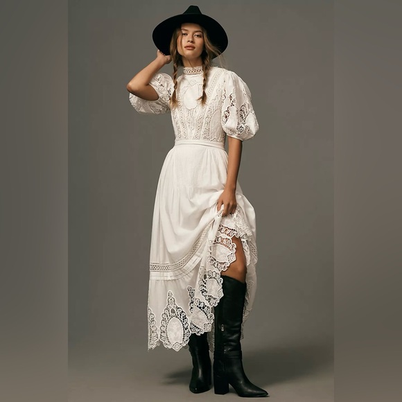 Anthropologie Dresses & Skirts - Anthropologie Ivory Lace Maxi Dress